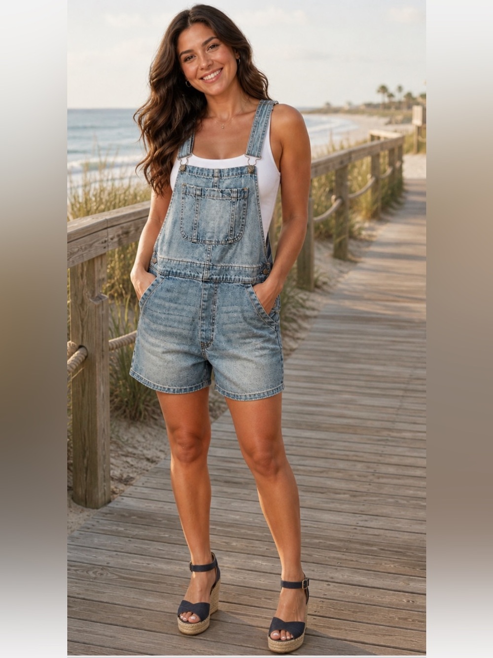 NWT Pistola Women’s Beatrix Surfrider Light Blue Denim Short Overalls Classic